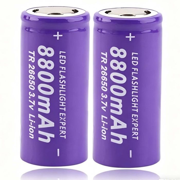 Piles rechargeables 8800mah - Roame - 2pcs 3.7v 26650 batteries rechargeables li-ion pour lampes de poche led batteries violet li-