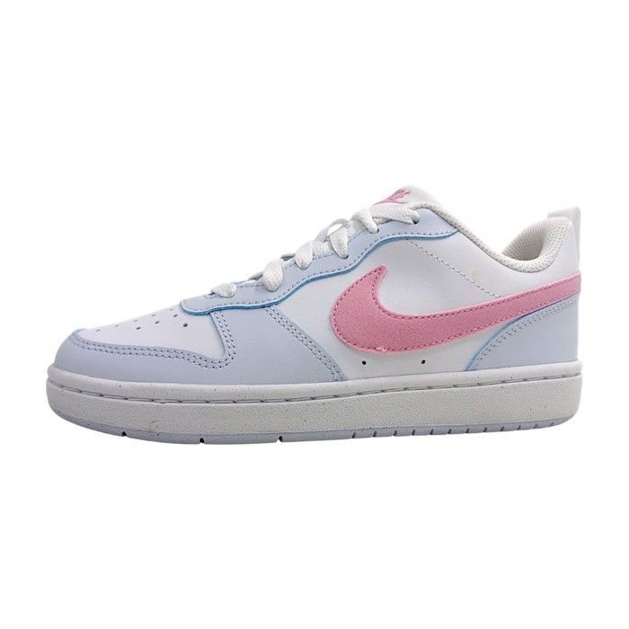 Femmes Nike chaussure à lacets sportive Court Borough Low Textile Lacets Plat - blanc/bleu/rose 101