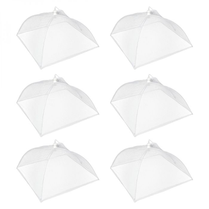 Lot de 6 cloches alimentaires pliables couvercle anti mouches - 44 x 44 cm - Linxor