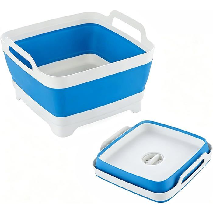 Bassin pliable 9 L avec bouchon de vidange - lot de 2 bacs bleu avec poignées de transport 35 L + 5 L pliage compact en PP + TPR Bassin pliable 9 L avec bouchon de vidange - lot de 2 bacs bleu avec poignées de transport 35 L + 5 L pliage compact en PP + TPR