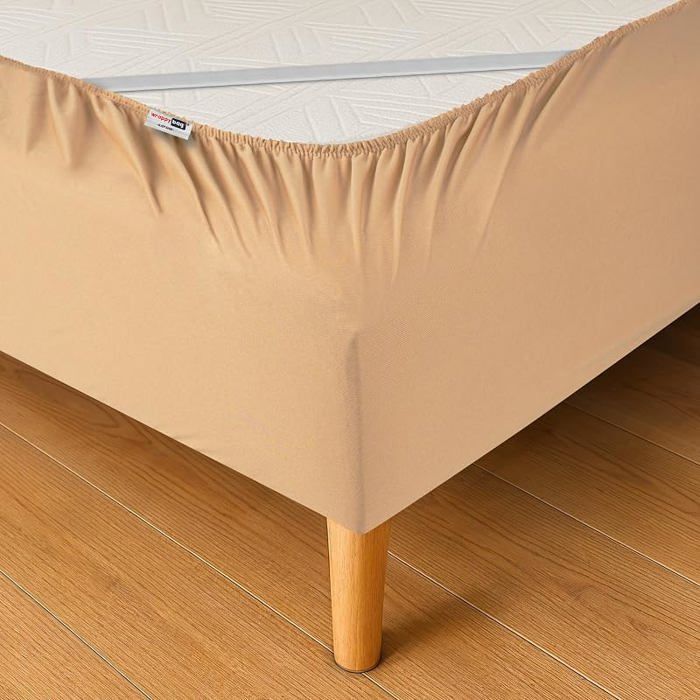 Cache Sommier Estique Jupe de Lit et Protège Sommier 140x190 140 x 190 x 20 cm Beige BEIGE CACHE SOMMIER
