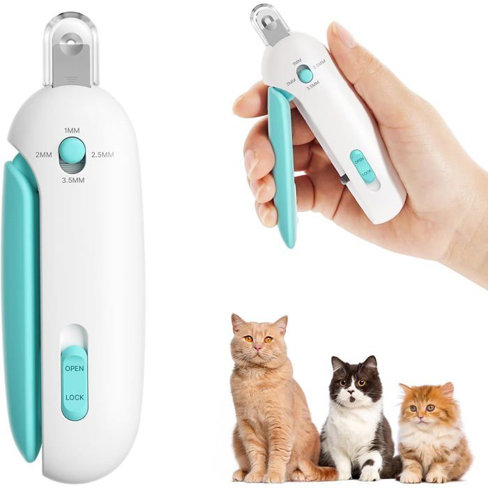 1 pc Coupe-Griffes Chat Ajustable avec Lime Intégrée Trou Ajustable 3 Tailles Coupe-Griffes pour Chatons et Chats Adultes