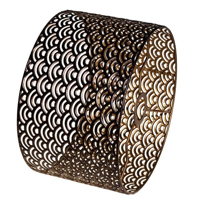 Abat-jour tambour en métal vintage - design creux noir et doré - culot E27 E26 pour lampadaire