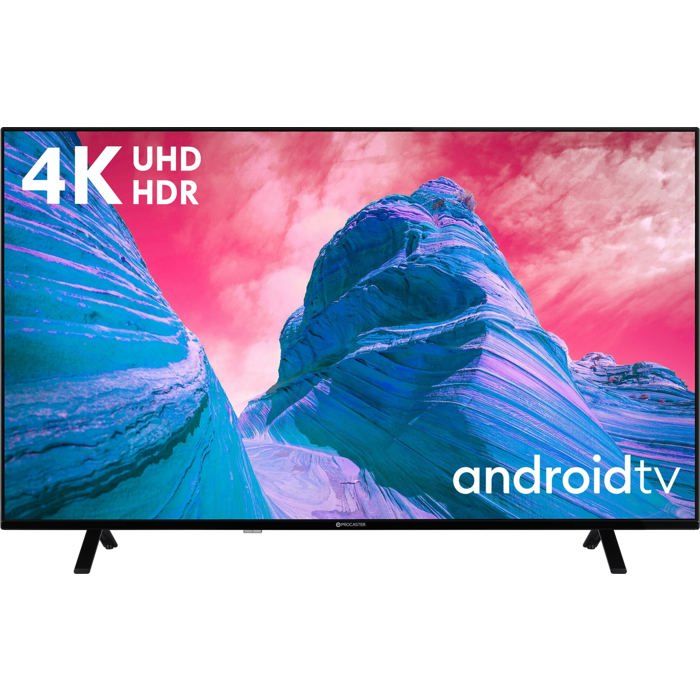 Téléviseur Ultra HD noir ProCaster 55 Android TV 11 Smart TV HDR10 Dolby Vision Wi Fi intégré Bluetooth