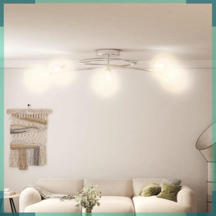 ASHATA Plafonnier avec abat-jour en maille métallique pour 5 LED G9 -FHE337909