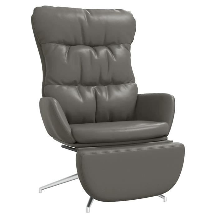 Fauteuil de Salon,Chaise,Fauteuil inclinable gris cuir véritable