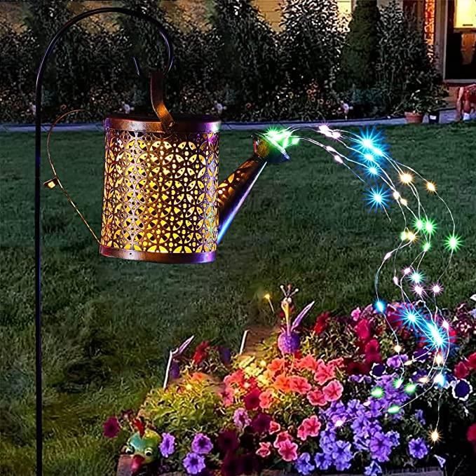 Guirlande lumineuse solaire d'extérieur avec IP67 Lampes solaires pour l'extérieur Type d'éclairage LED avec crochets berger Arrosoir solaire avec guirlande lumineuse Décoration de jardin 