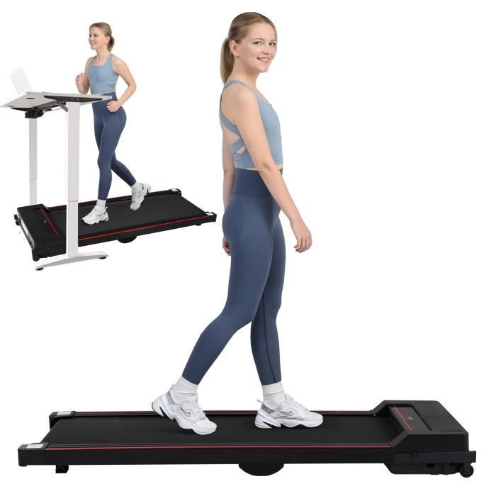 Tapis de course Portable 2,25 HP-Motorisé 1-8 Km/h-Tapis de marche-Vitesse Réglable-Écran LCD-Ultra Fin et Silencieux Noir