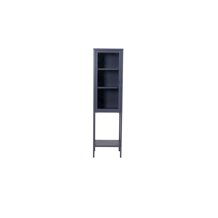 Misha Armoire vitrine 1 porte 4 tablettes de rangement gris. Misha Armoire vitrine 1 porte 4 tablettes de rangement gris.