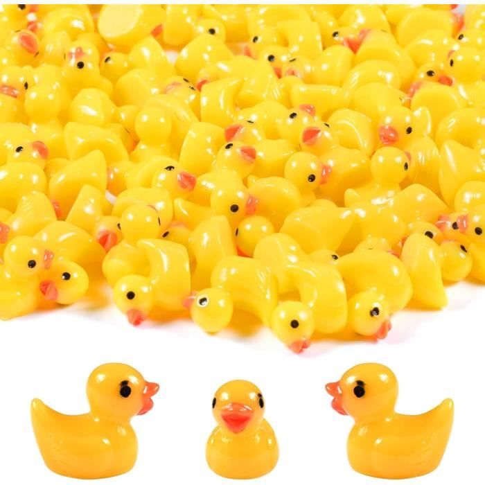 Lot de 42 mini canards en résine jaune - Petits canards et figurines miniatures - Pour décoration de jardin miniature, jardins paysagers, bonsaï, jeux cachés, bassins à poissons et aquariums