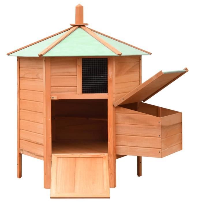 KAI Poulailler Bois de pin massif et sapin 126x117x125 cm 