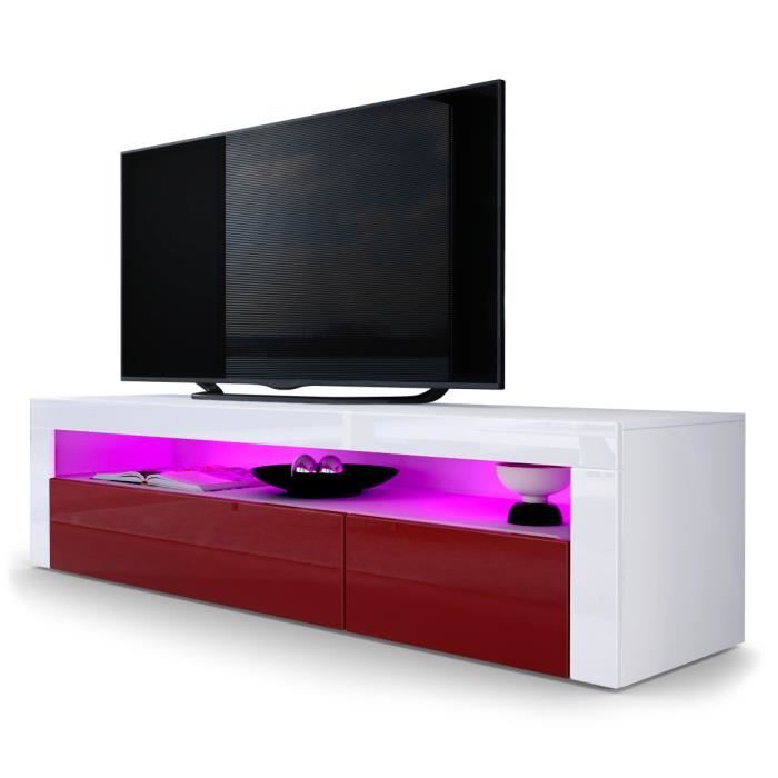 Vladon Meuble TV bas Valencia en Blanc mat - Bordeaux haute brillance - Blanc haute brillance Vladon Meuble TV bas Valencia en Blanc mat - Bordeaux haute brillance - Blanc haute brillance
