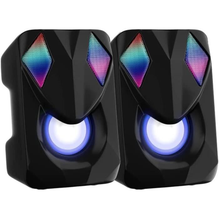 Enceintes PC 40W Avec Caisson De Basse - Bluetooth, Entrée AUX, USB, TF - Éclairage LED Dynamique - Pour Gaming, Musique, Films - Compatible PC, TV, Smartphone - 12