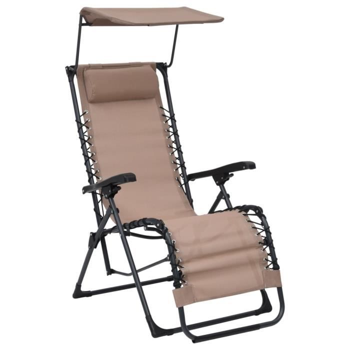 chaise pliable de terrasse textilène taupe - chaise de plage bain de soleil®6106 - gris - pliant
