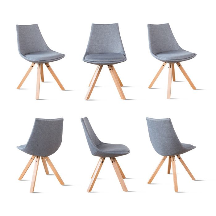 Lot de 6 chaises scandinaves grises en tissu  Minsk  DESIGNETSAMAISON