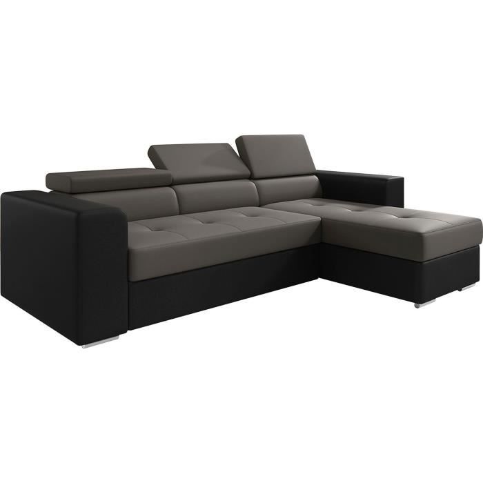 Canapés d'angle convertibles noir moderne en pvc réversible 3 places L