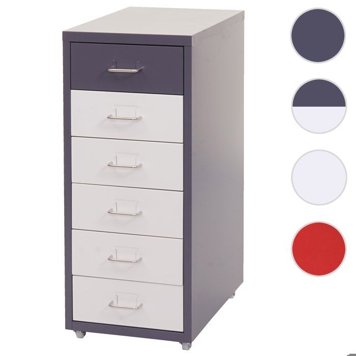 Caisson a roulettes Boston T851 meuble à tiroirs 69x28x41cm 6 tiroirs ~ gris foncé blanc - gris foncé Caisson a roulettes Boston T851 meuble à tiroirs 69x28x41cm 6 tiroirs ~ gris foncé blanc - gris foncé