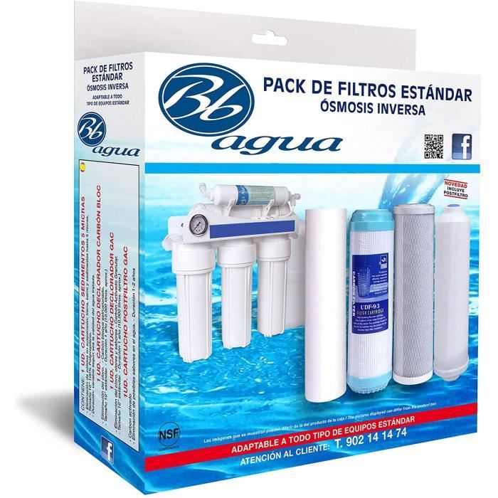 Pack 4 Filtres Osmose Inverse Bbagua - Sédiment, Charbon GAC, Bloc Charbon Et Post-Filtre