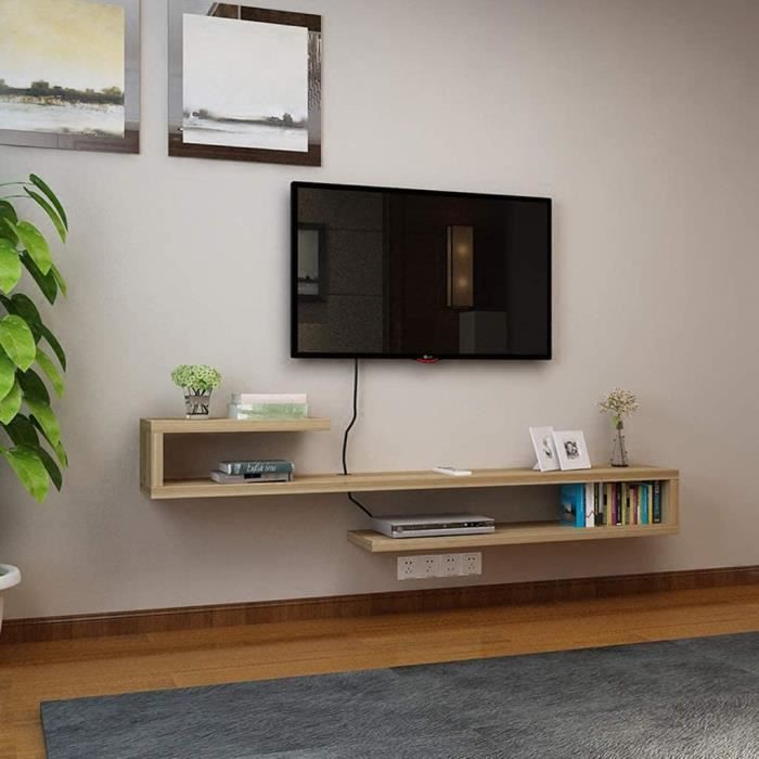 WXQIANG Meuble TV mural avec étagère flottante pour chambre à coucher,  salon, étagère murale, routeur, étagère de rangement, étagère TV, meuble TV