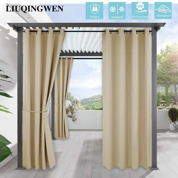 SK Studio Rideau Extérieur Terrasse Imperméable Gris Foncé 132x274cm - Occultant Isolation Thermique Pour Pergola Et Jardin