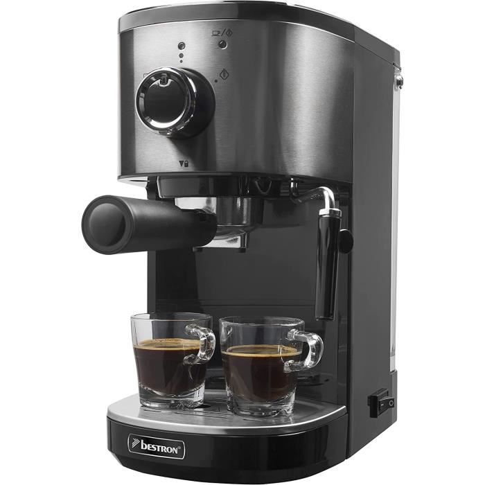 Bestron Machine a espresso pour 2 tasses, Machine a piston avec bec