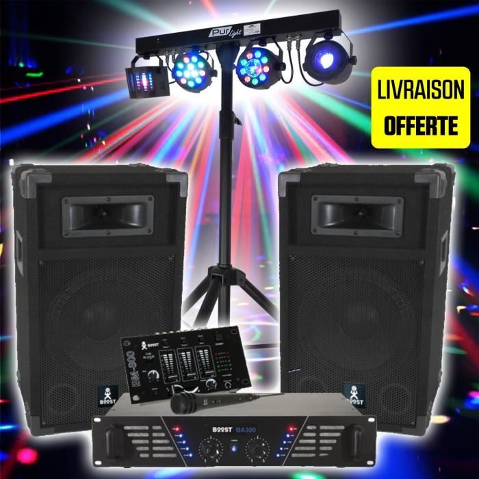 BOOST DJ-300 Pack sonorisation + Portique + 4 effets lumière DMX EUPHORIA