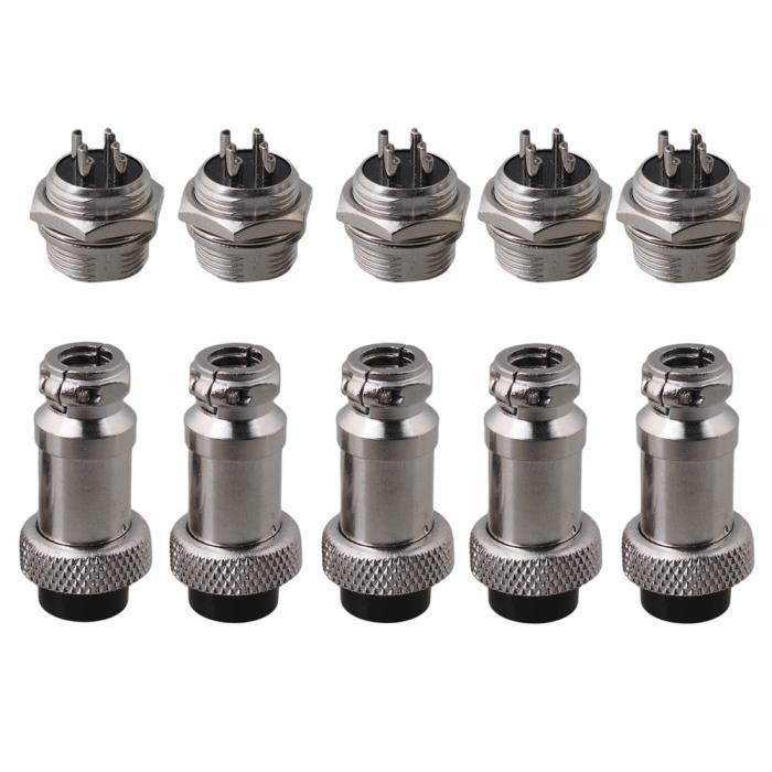 Connecteur Aviation GX16 5 Broches - Kit Mâle/femelle - Pour Instruments électroniques