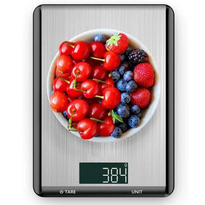 LEVADA PLUS Bilancia Da Cucina Digitale 15kg/1g Con Display LCD, Acciaio Inox, Pulsanti Touch, Tara, Unità Multiple – Per Cucina, Dolci, Caffè, Preparazione Pasti – Batteria Inclusa
