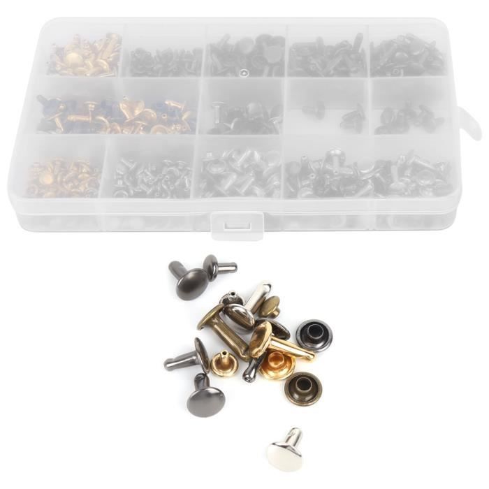 12x7mm Rivet Goujons Vis Dos Plat Creux Pieds Goujon Pointe Pour Cuir Artisanat Bricolage 4 Couleurs 20pcs