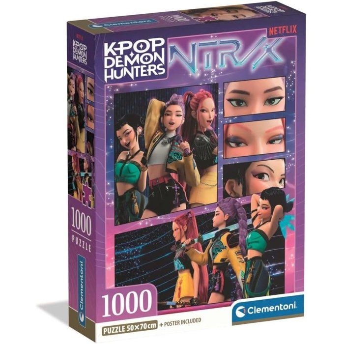 Clementoni K Pop Demon Hunters Puzzle 1000 Pièces Puzzle Adulte Dès Trio Huntrix Rumi Mira et Zoey Netflix