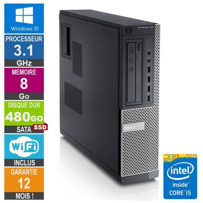 Top achat PC Portable PC Dell Optiplex 790 DT I5-2400 3.10GHz 8Go/480Go SSD Wifi W10 pas cher