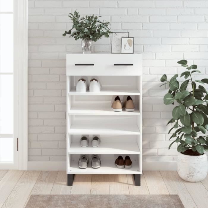 MEUBLE A CHAUSSURES Armoire à chaussure Blanc brillant 60x35x105 cm