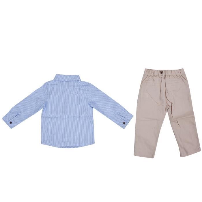 Ensemble Bébé Garçon Costume De Noël - Chemise à Manches Longues, Pantalon à Bretelles Et Nœud Papillon