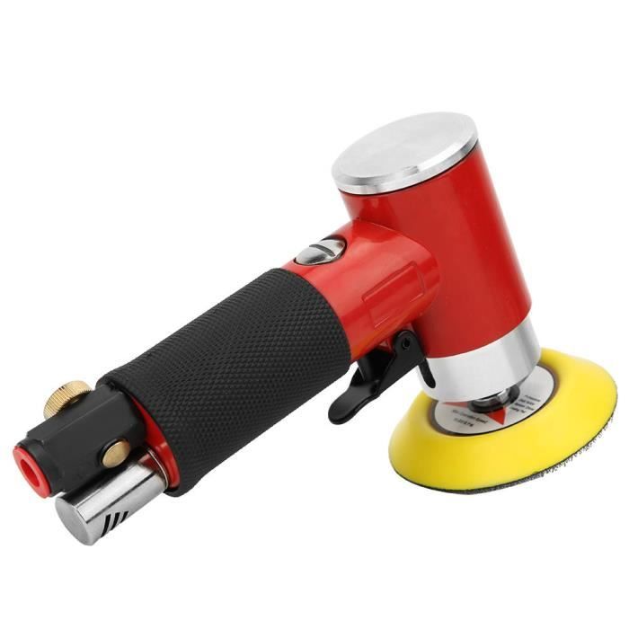 Ponceuse Pneumatique Orbitale 10 000 Tr/min – Plaque 12,5x12,5 Cm – Pour Carrosserie, Polissage, Ponçage – Poignée Caoutchouc, Consommation Air 8 Cfm