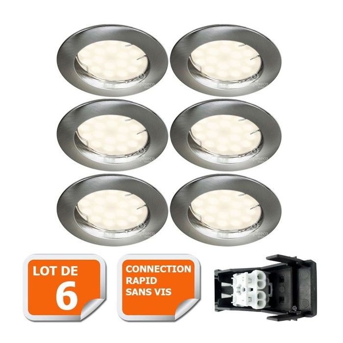 LampesEcoEnergie support Spot Encastrable -Support Orientable pour Spots Ampoules LED BBC - Partie Visible 100mm en Aluminium Brossé, Douille GU10 - Remplacement Ampoule Simple & Rapide