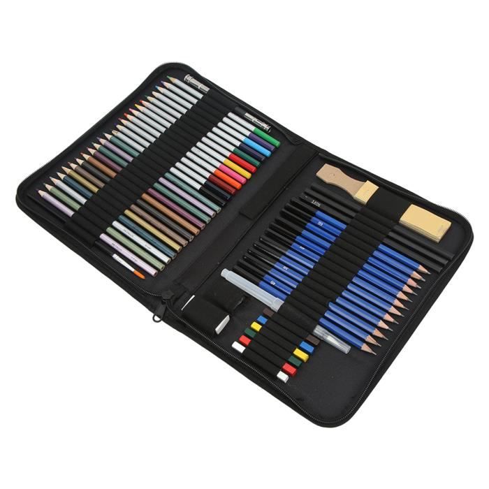 Kit De Dessin Professionnel 29 Pièces - Crayons à Croquis, Fusains, Gommes, Taille-crayon, étui De Rangement