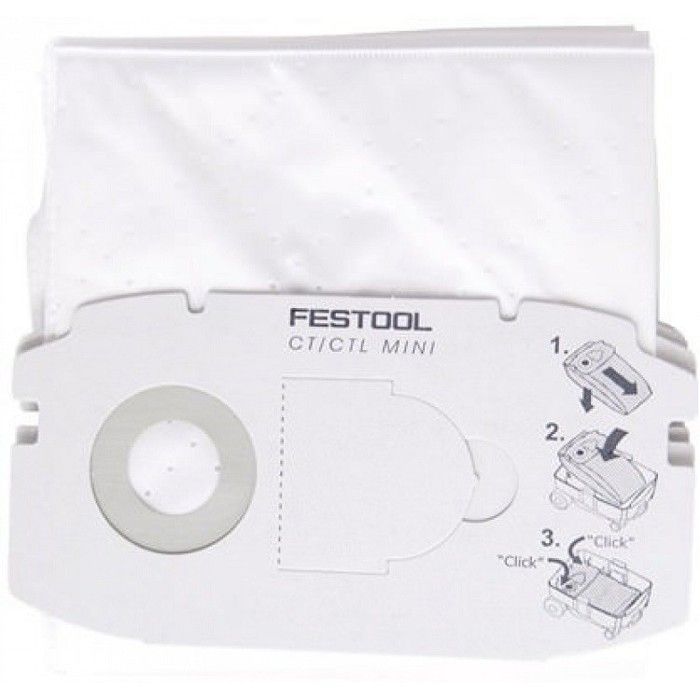 Paquet 5 sacs filtre SELFCLEAN SC FIS-CT MINI FESTOOL - Pour aspirateur CTL mini - 498410