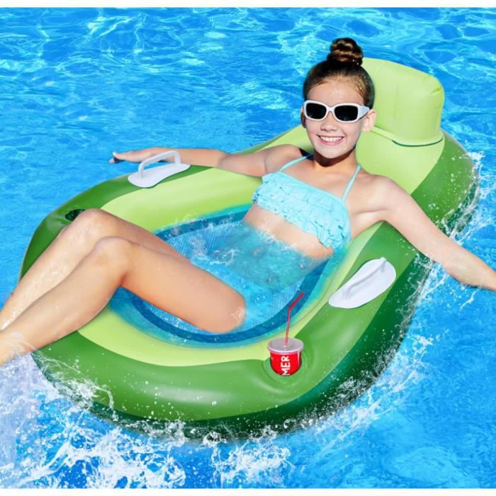 Fauteuil Gonflable Bicolore Avec Accoudoirs - Chaise Longue Pour Jardin, Camping, Salle De Jeux, Tissu Peluche Doux