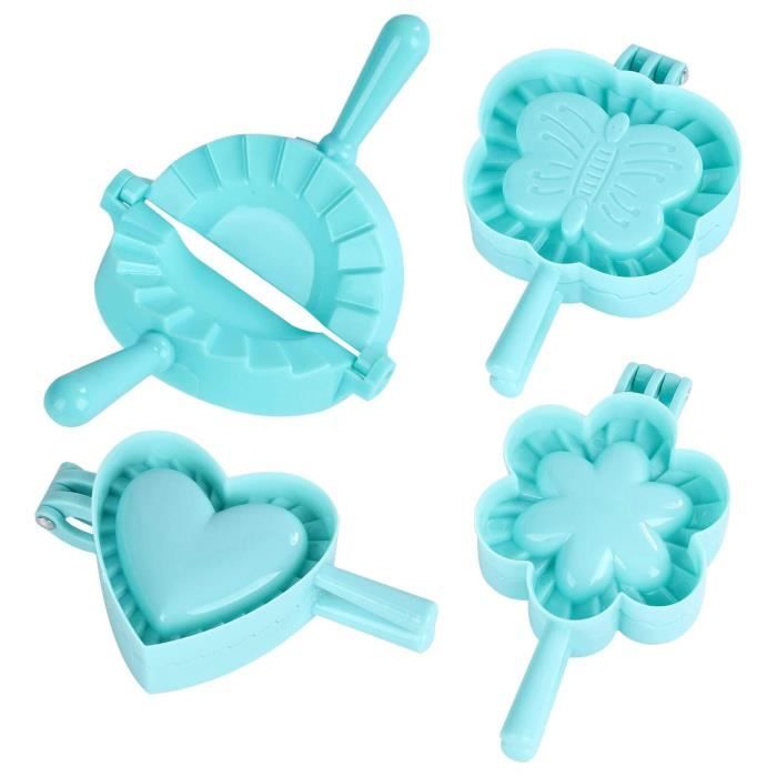 Set De 4 Moules à Ravioli En Bois & Métal - 2 Ronds, 1 Carré + Roulette - Pour Pâtes Maison, Wontons, Biscuits