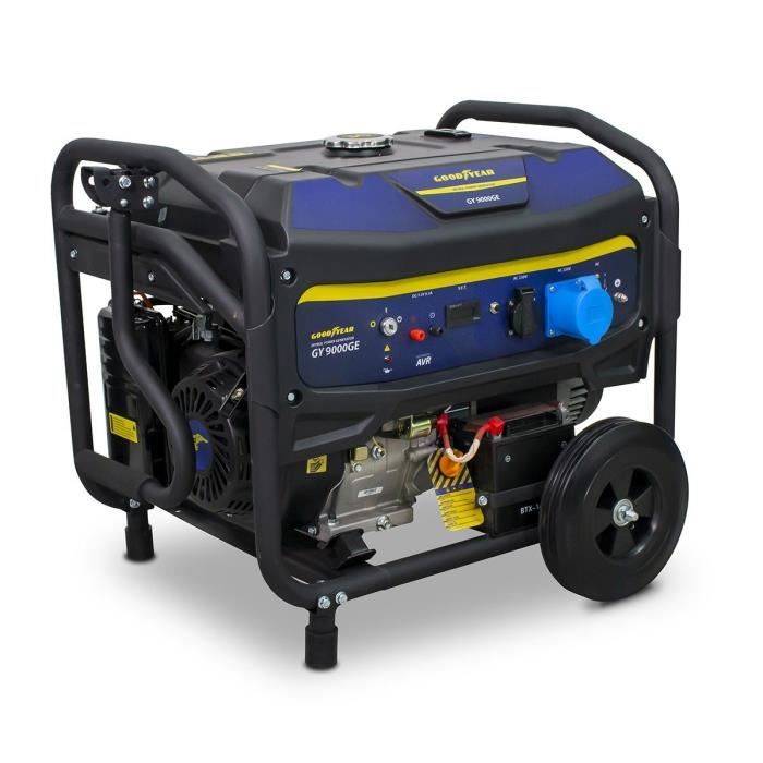 Groupe électrogène 8000W Moteur Essence 4T OHV AVR 456 cm³ 18 CV Démarrage électrique Autonomie 9h GOODYEAR