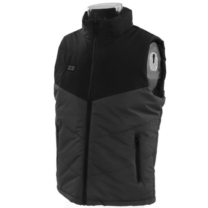 KEMIMOTO Gilet chauffant pour homme avec 6 zones de chauffage, 3 niveaux de chaleur réglables, gilet chauffant électrique USB pour le ski, la pêche, la moto, le camping, les activités de plein