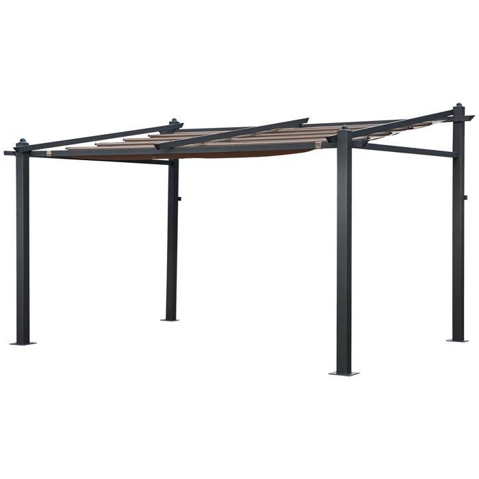 Pergola murale 3 × 4m FRÉJUS taupe - structure aluminium