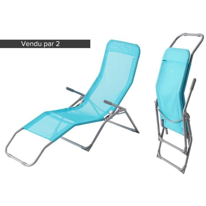 Hespéride - Transat Pliable Samba Vert Olive Et Graphite Anti-Rouille Inclinable