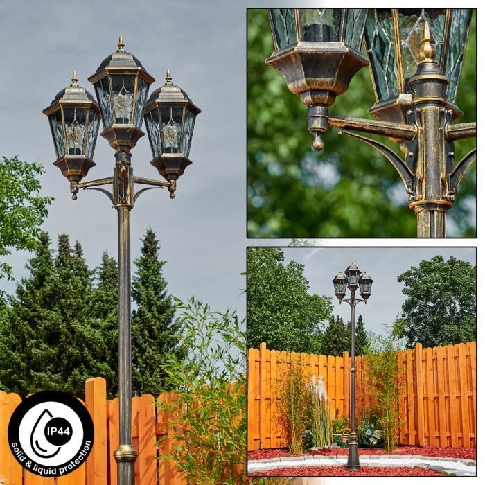 Lampe dextérieur - HOFSTEIN - Viano - Candélabre 3 branches - Aluminium et verre - Marron/or Lampe dextérieur - HOFSTEIN - Viano - Candélabre 3 branches - Aluminium et verre - Marron/or