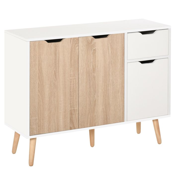 HOMCOM - meuble de rangement - Panneaux de particules classe E1 - 90x30x72cm - Blanc Chêne Clair