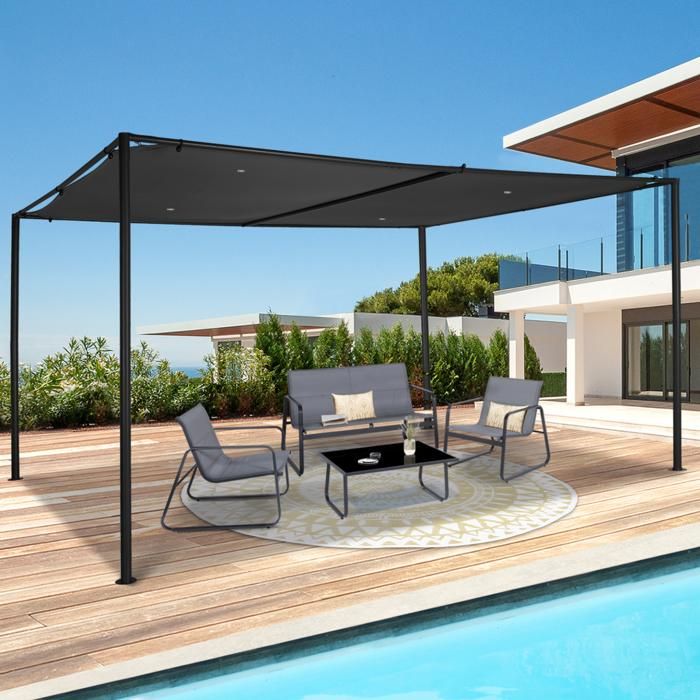 IDMARKET Pergola SAN JOSE 3x4 M tonnelle de jardin toile