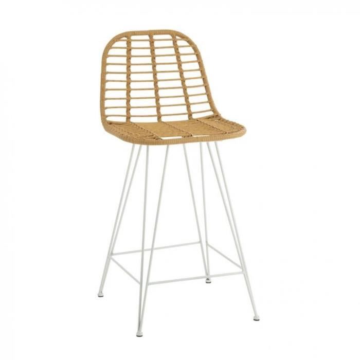 chaise de bar jardin rapha  métal / piètement blanc natural bois inside75