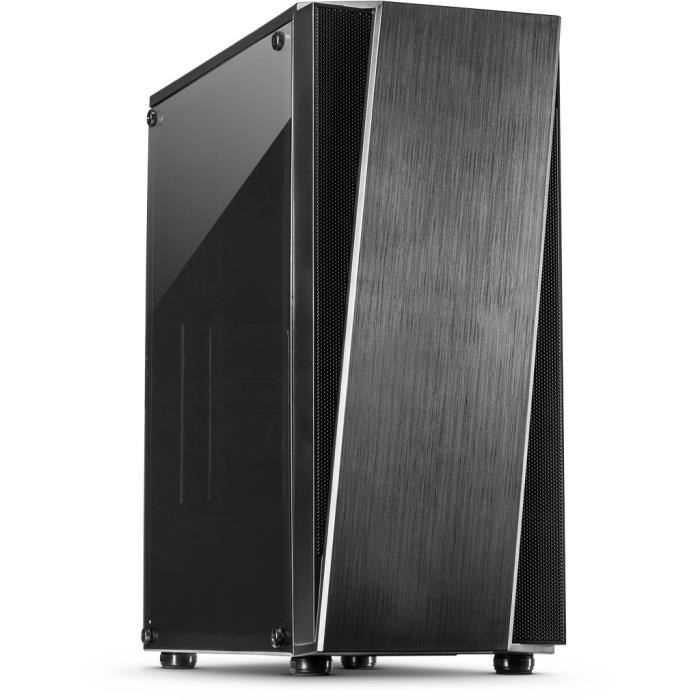 Boîtier PC Tour INTER-TECH T-11 Televen Noir – 2 Baies internes – 3 Ventilateurs – ATX/ITX/Micro ATX