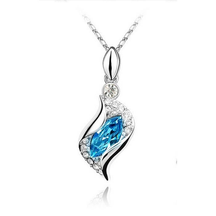 LCC®Collier et pendentif vague de cristal plaqué or blanc 18k et cristaux Swarovski Elements - Les yeux de l'amour-Livraison rapide