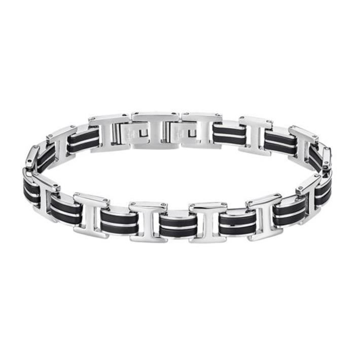 Bracelet homme Lotus Bracelet homme Lotus acier motifs noirs